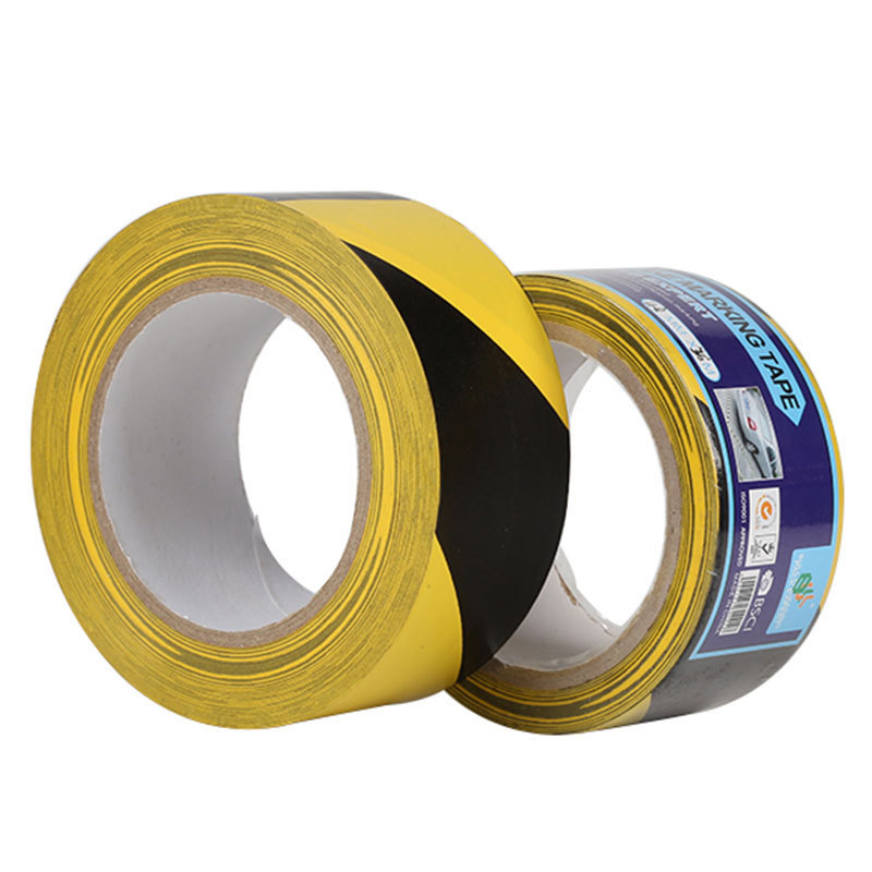 Custom Heavy Duty PVC Floor Line Marking Tape Yellow Black Road Parking Self Adhesive Safety Industrial Warning Floor Tape