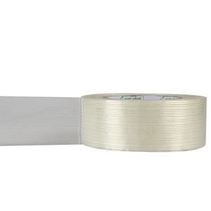 Custom Reinforced Fiberglass Filament Tape Clean Removable Single Sided Crossed Line Filament Strapping Adhesive Tapes