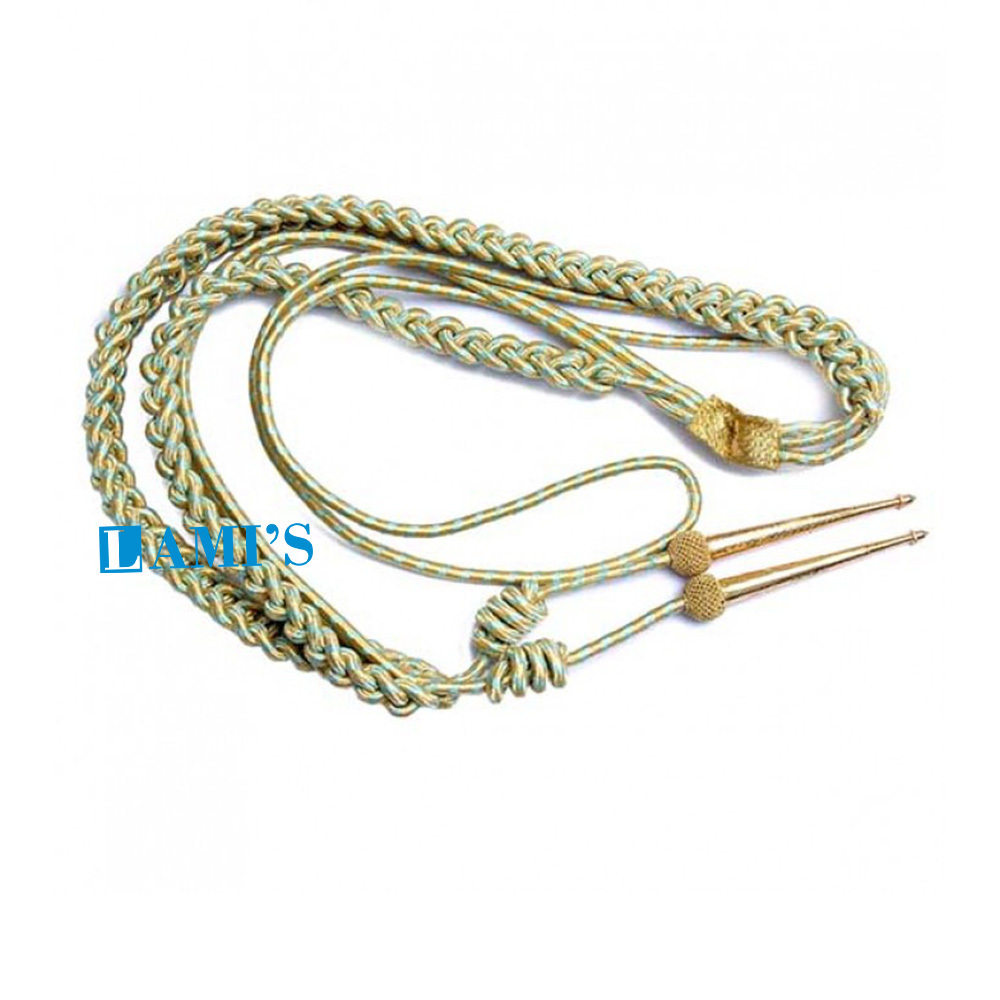 OEM Silk Shoulder Cord Wholesale Uniform Dress Aiguillette with Metal Tip Handmade Citation Cords Band Uniforms