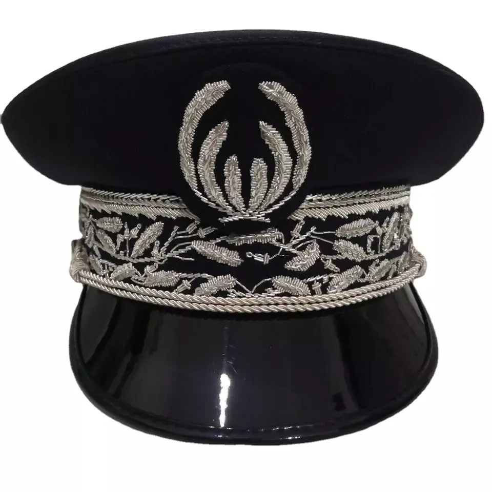 OEM Officers Cap USA Hand Embroidered with Eagle Bullion Leaves Embroidery Visor Service Cap