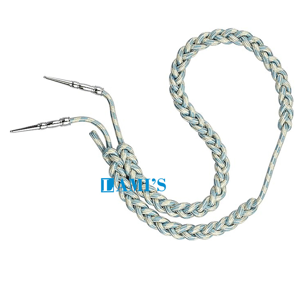 OEM Silk Shoulder Cord Wholesale Uniform Dress Aiguillette with Metal Tip Handmade Citation Cords Band Uniforms