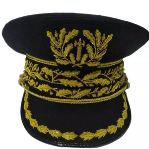 OEM Officers Cap USA Hand Embroidered with Eagle Bullion Leaves Embroidery Visor Service Cap