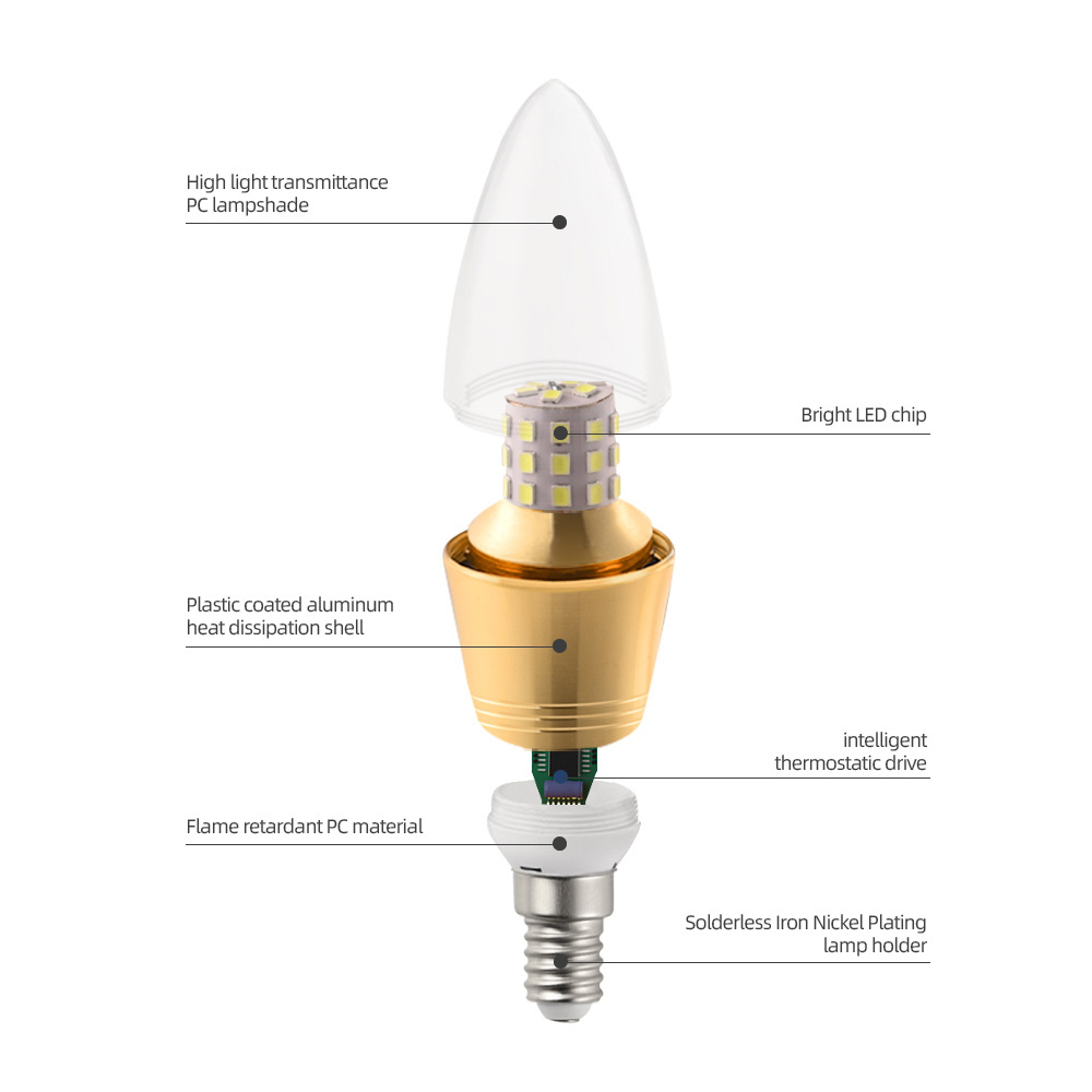 DVLIIL 5W 7W 9W 12W E27 Monochrome Charging Incandescent Upgrade Led candle bulb lights