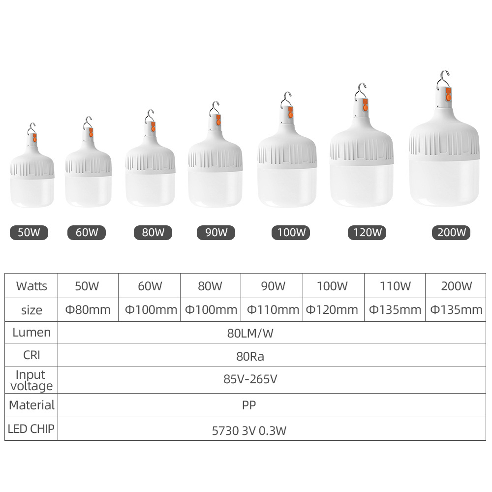 DVLIIL 50W 60W 90W 100W 120W 200W canada Led Lamps Leds With Battery Backup Rechargeable Energy Pakistan Sensor Light Bulb