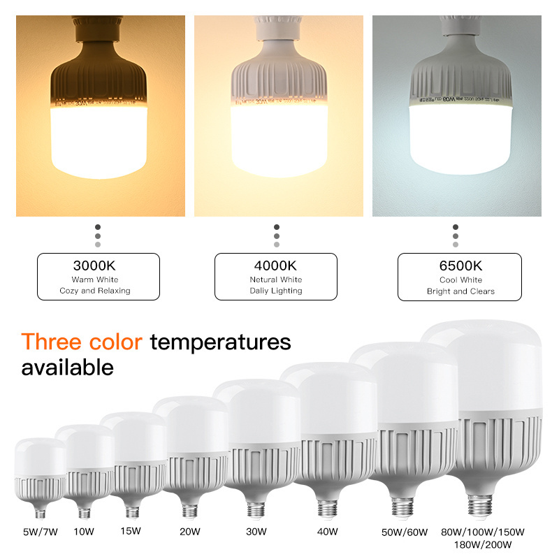 Electric Energy Saving Light E27 3W/5W/10W/15W/20W/30W Flicker Free Led Bulb High Brightness T Shape Led Bulb