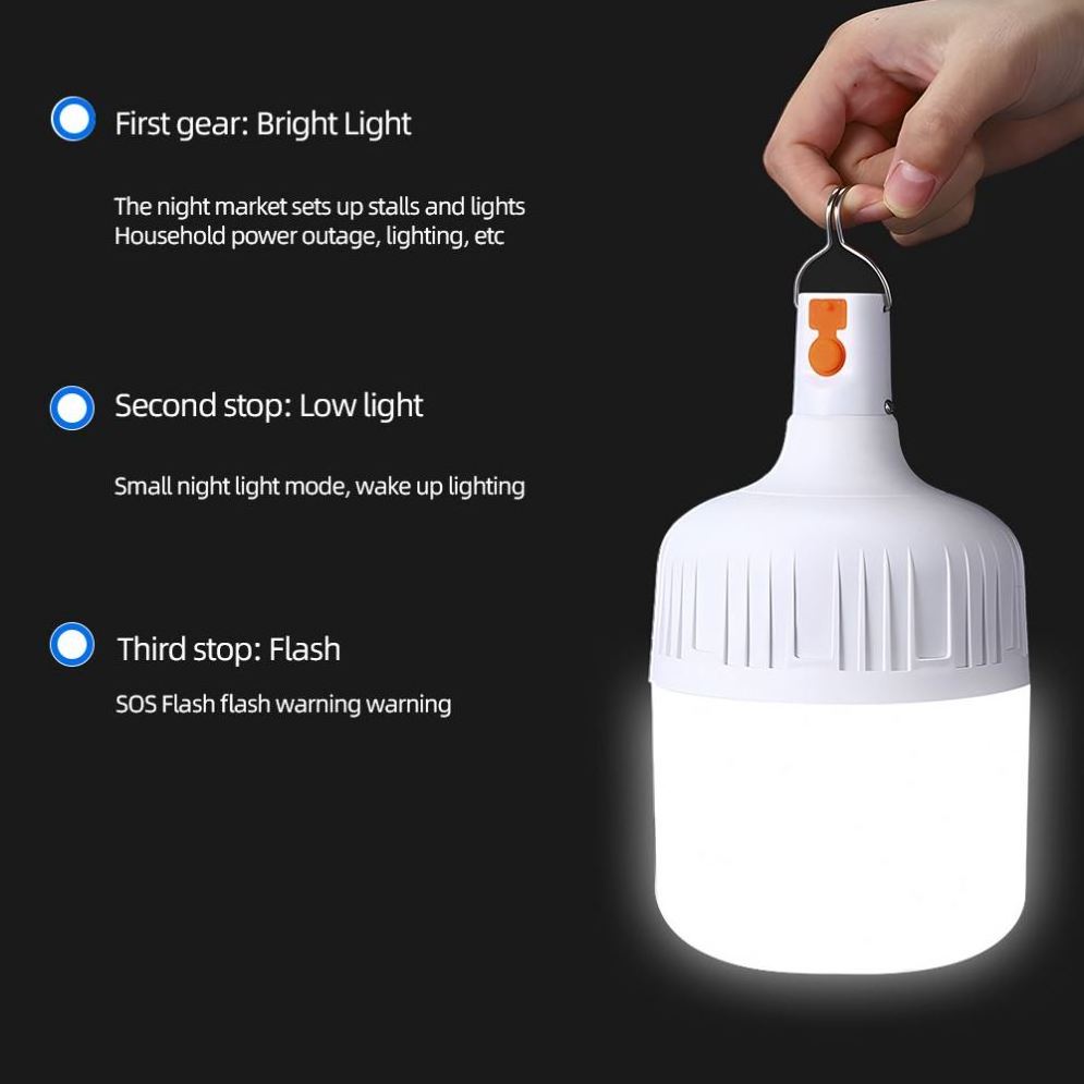 Portable 50W Rechargeable Battery Recharble Bulb Charging Ultra Bright Led Emergency Bulb