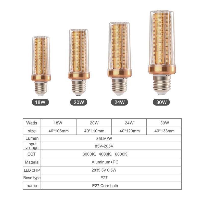 High Brightness Energy Saving Suitable For Enclosed Fixture E27 Led Corn Light Bulb