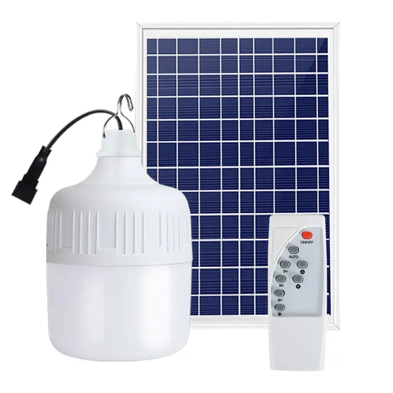 Remote control lamp led solar light bulb Rechargeable 300 Wattage Emergency Outdoor solar panels Smart Led Bulb