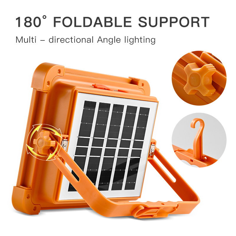 Hot Sale ABS IP67 Outdoor Mobile Power USB Output Charging 100 200 400 600 800 1000 watt Portable Solar Camping Flood Light