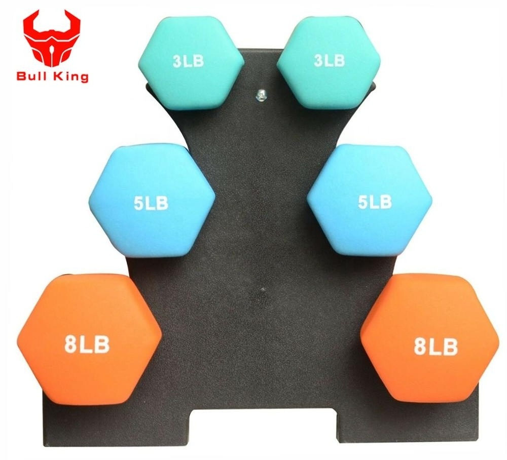 Vinyl Dumbbell Set Home Gym  Weight Stand 3 Pairs Exercise Neoprene Dumbbell rack