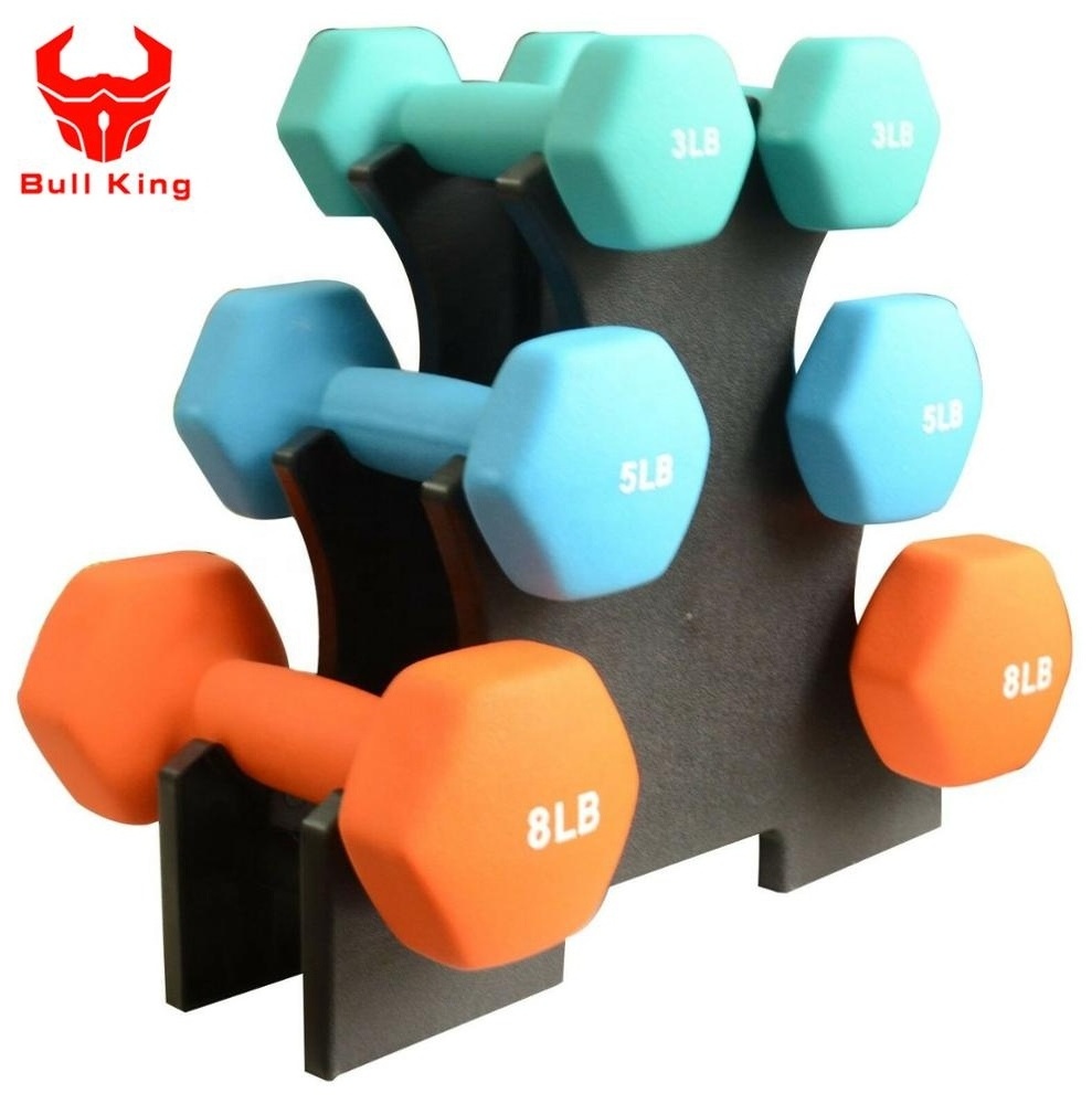 Vinyl Dumbbell Set Home Gym  Weight Stand 3 Pairs Exercise Neoprene Dumbbell rack