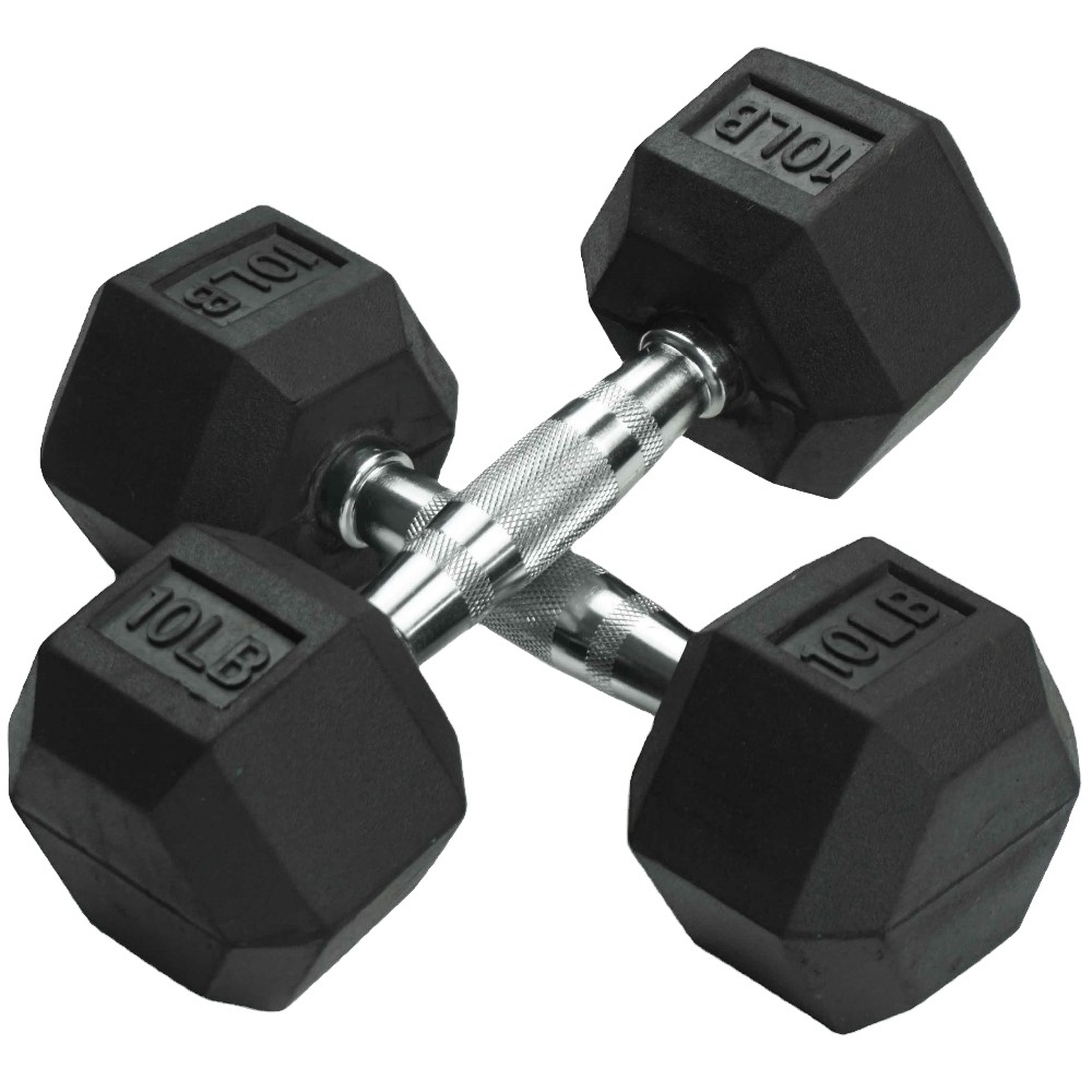 China Gym fitness equipment  5-50 LB Rubber Coated Hex Dumbbells for strength Training