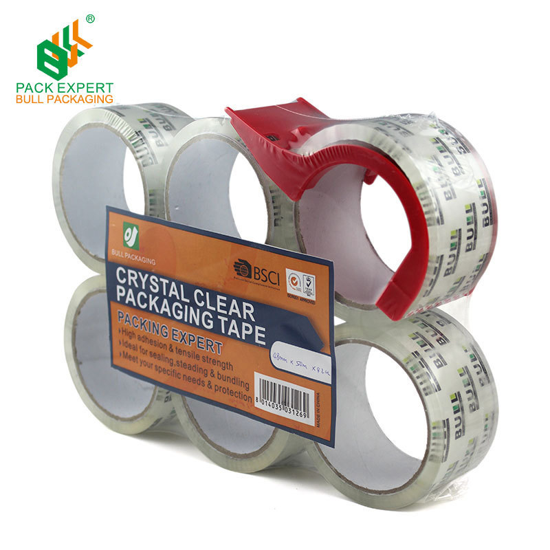 Acrylic Glue BOPP Film Super Clear Packing Tape with Dispenser