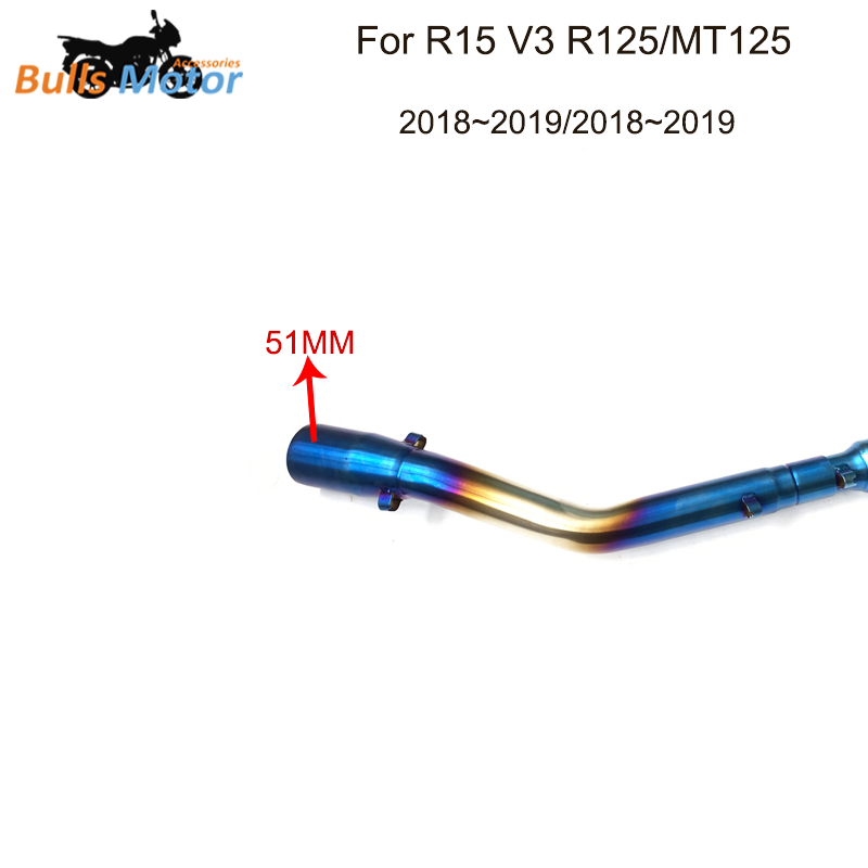 Stainless Steel Motorcycle Exhaust Front Pipe For 2018~2019 R15/V3/R125/MT125 Front Mid Link Pipe Exhaust With Catalyst Modified