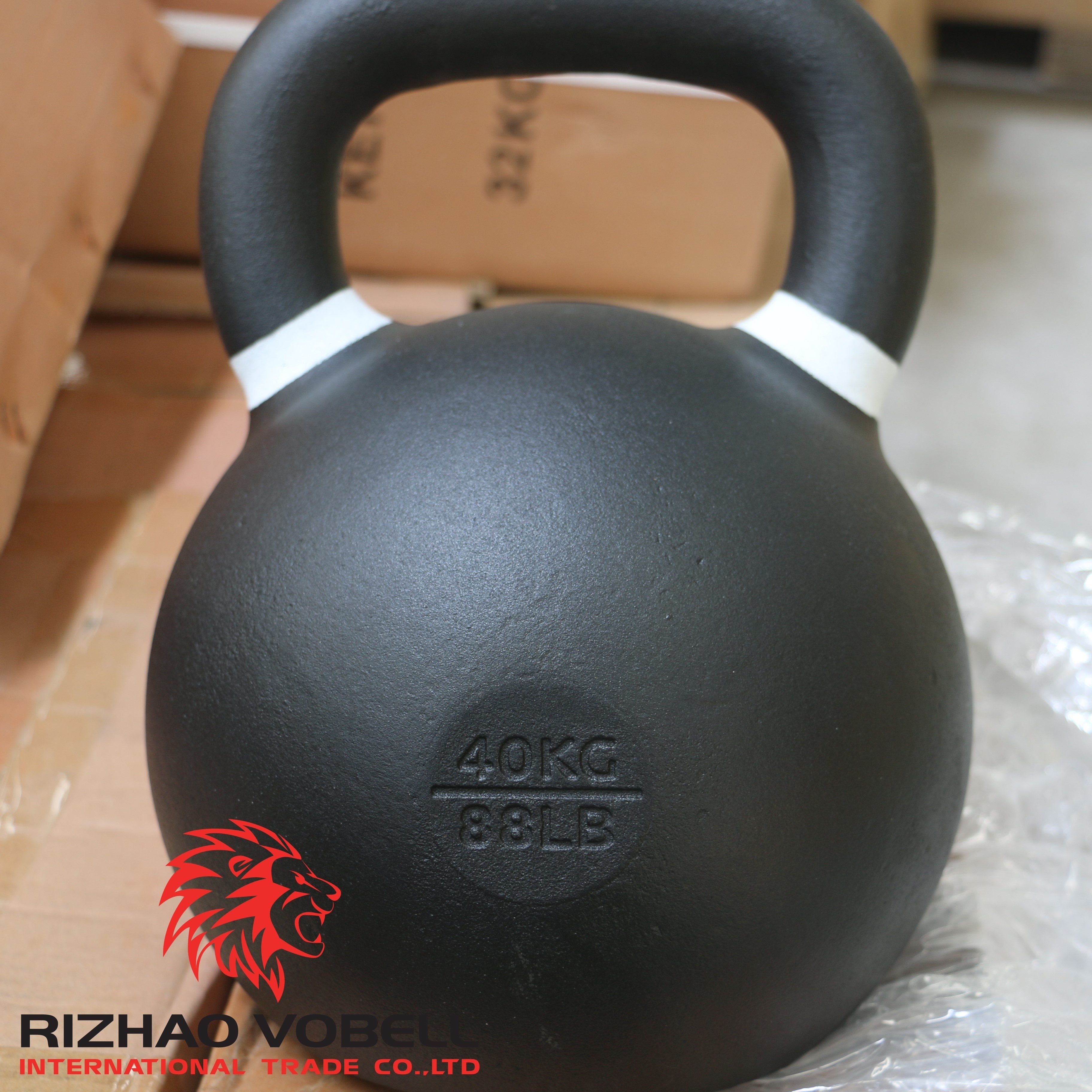 Black cast iron fitness kettlebell