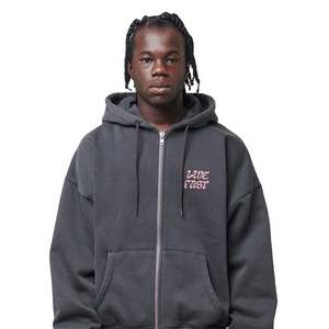 Wholesale Custom Logo Stylish Oversized Zipper Up 100% Cotton Breathable zipper Mens Women Hoodie