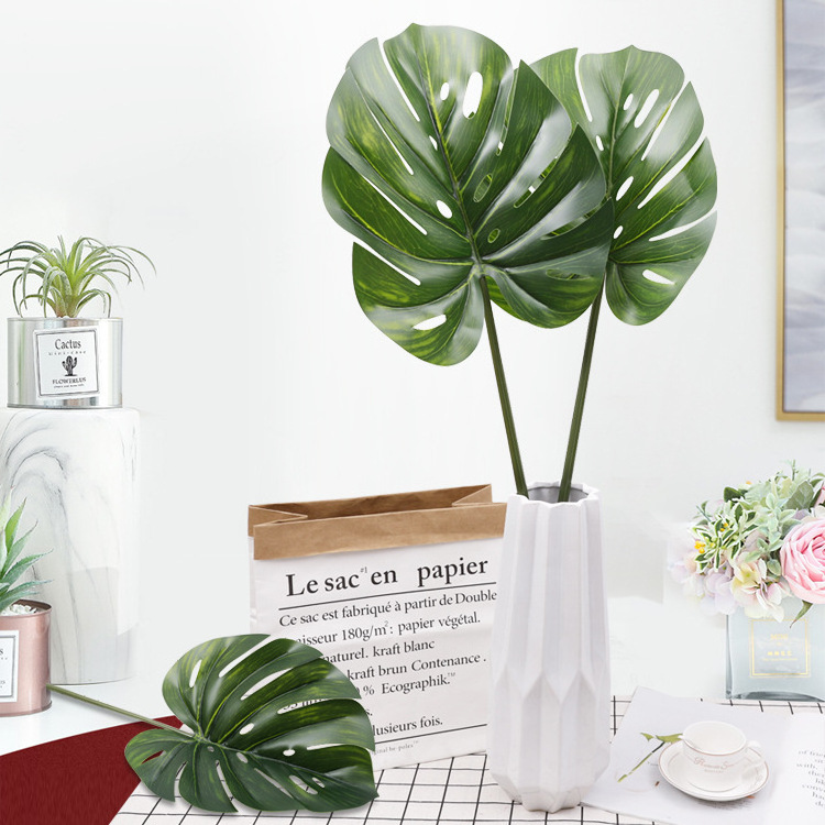 Home Wedding Flowers Simulation Plants Plastic Palm Leaves Artificial Monstera Leaf Decor