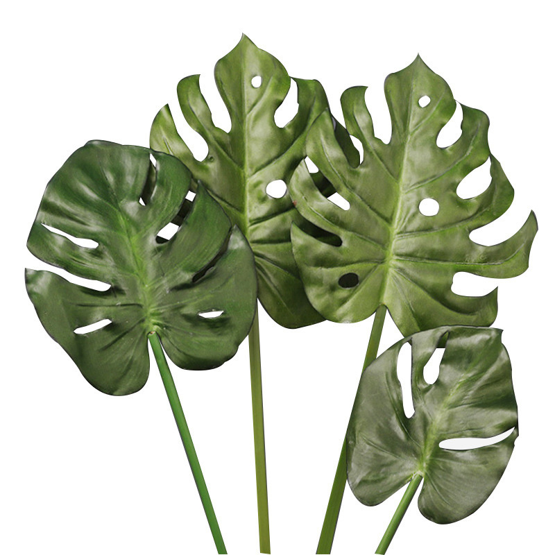 Home Wedding Flowers Simulation Plants Plastic Palm Leaves Artificial Monstera Leaf Decor