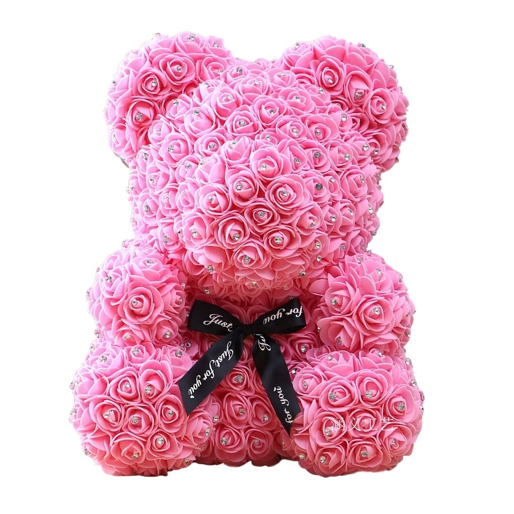 Artificial Styrofoam Teddy Bear Wholesale High Quality Pe Flower Hot Sale Customize Valentines Day Gift Rose Teddy Bear Gift Box