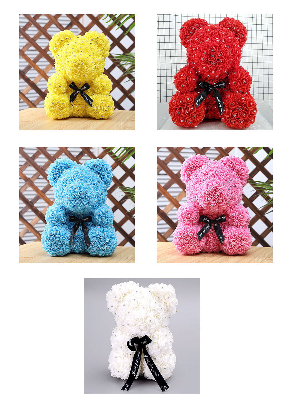 Artificial Styrofoam Teddy Bear Wholesale High Quality Pe Flower Hot Sale Customize Valentines Day Gift Rose Teddy Bear Gift Box