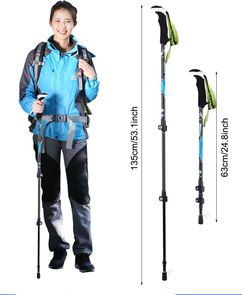 Adjustable Foldable Trekking Poles Lightweight Carbon Fiber Hiking Poles with Flip Lock Portable Nordic Hiking Walking Sticks