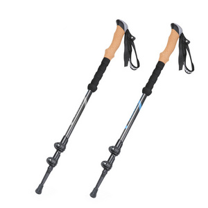 3 Section Carbon Fiber Trekking Poles Collapsible Lightweight Hiking Poles Crok Grips Adjustable Walking Sticks Quick Locking