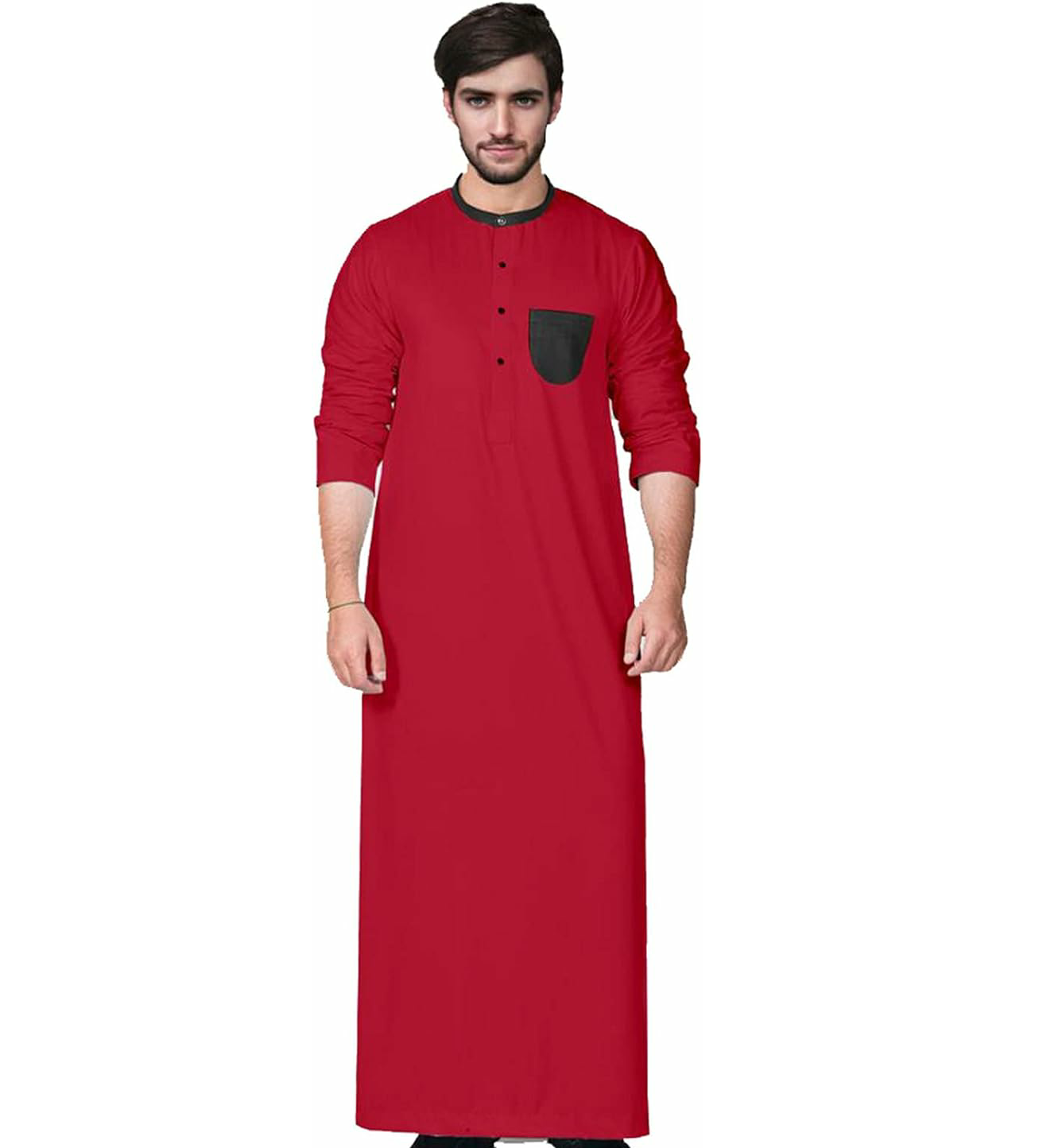 Breathable Wholesale OEM solid Color Custom Al Daffah Thobe Plain Long Muslim Dress jubbah Thobes For Men