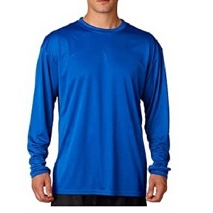 Men Long Sleeve Good Quality O Neck Round plain Blue Color Oversize Elongated T Shirts Drop Shoulder T Shirts Wholesale