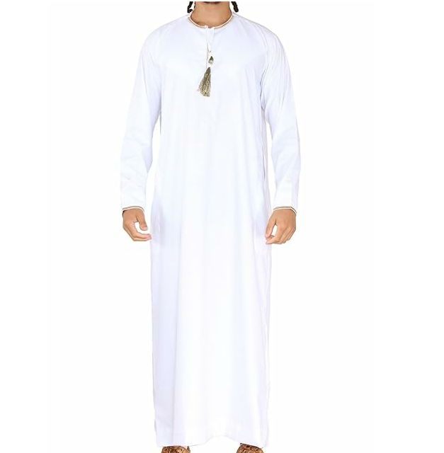 Breathable Wholesale OEM solid Color Custom Al Daffah Thobe Plain Long Muslim Dress jubbah Thobes For Men