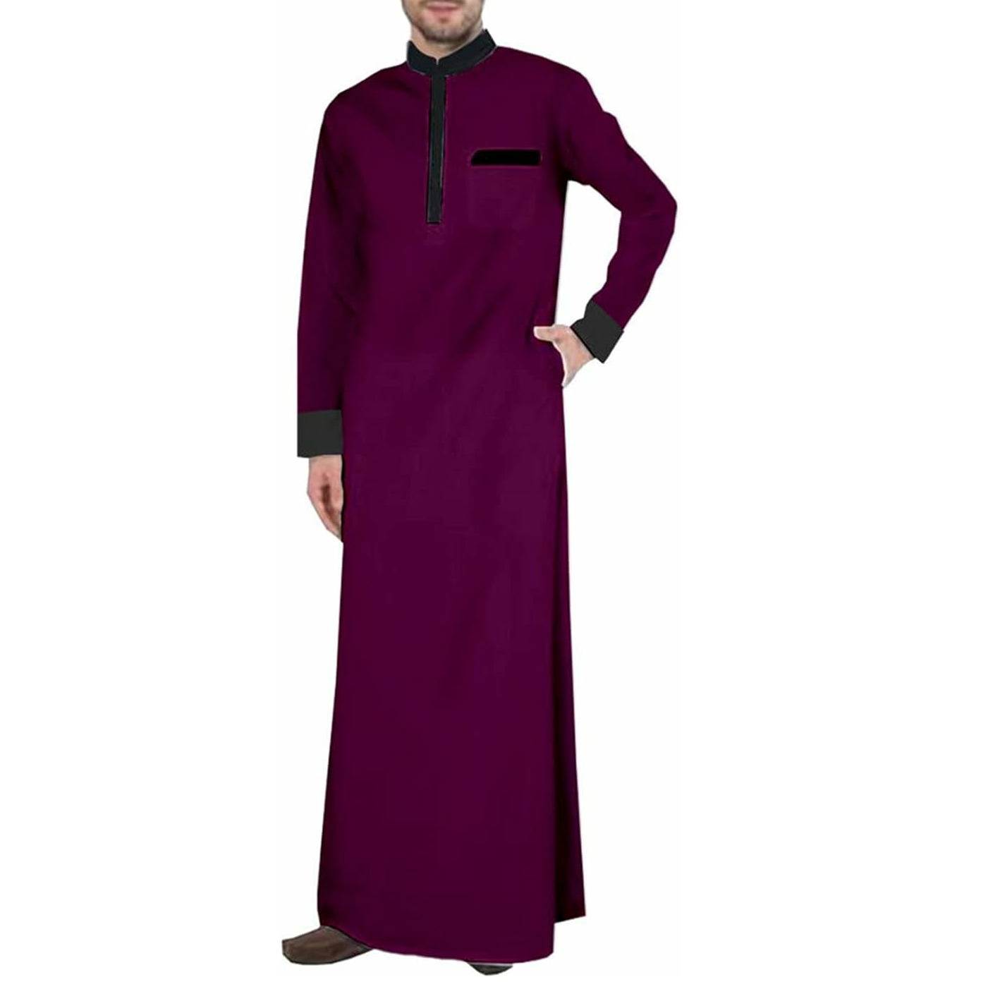 Breathable Wholesale OEM solid Color Custom Al Daffah Thobe Plain Long Muslim Dress jubbah Thobes For Men