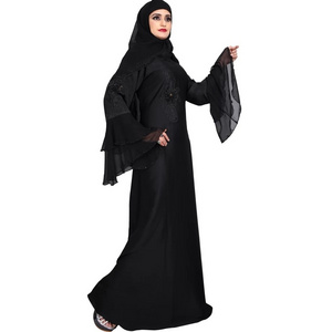 New Arrival 2023 breathable Luxury Embroidery solid Color Abaya Umbrella Style women muslim dress