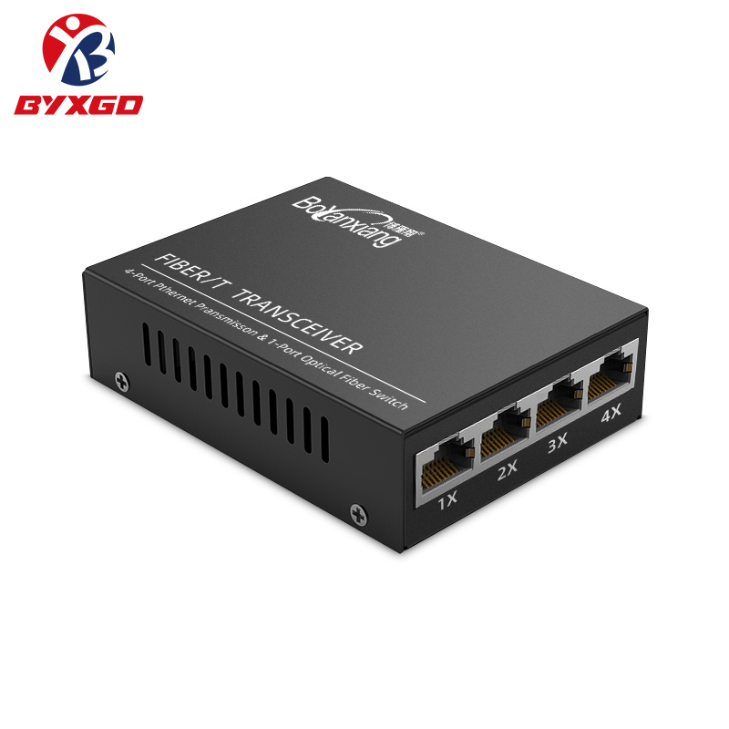 BYXGD FTTH 1Sc 4Rj45 Optical Transceiver 100Mbps Singlemode/Multimode SC Fiber Optic Media Converter