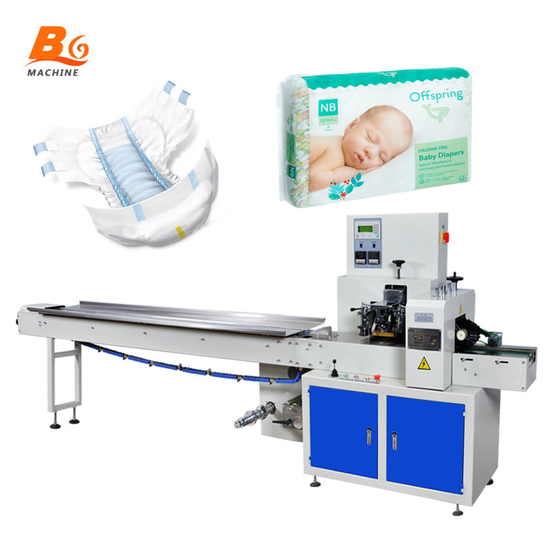 Full Automatic Horizontal Packing Disposable Sanitary Pads And Baby Diaper Packaging Machine