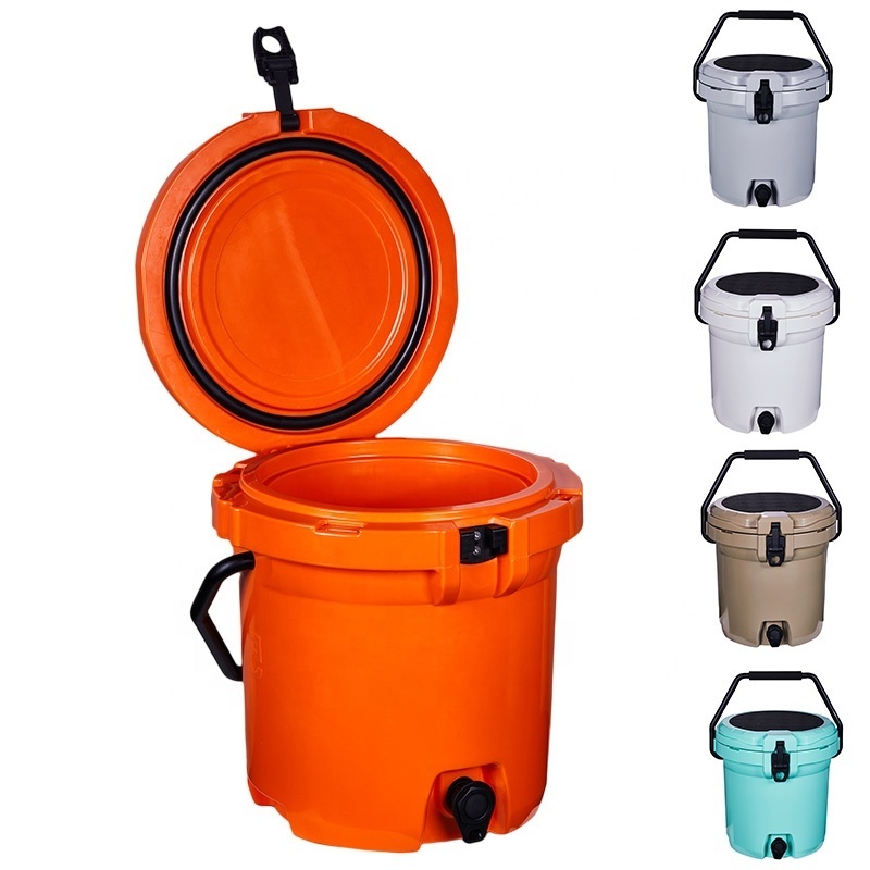 2.5g 10qt Portable Plastic Round Cooler Bucket Ice Chest Hard Coolers For Camping Hiking Cooler Box With Handle