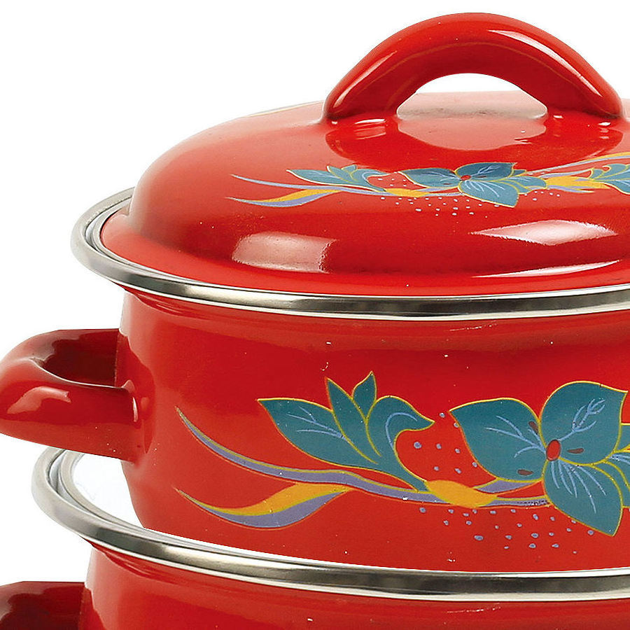 Kitchen Customizable Enameled Pot Iron Cookware Coated Polished Enamel Casserole Cooking Soup Pots Set