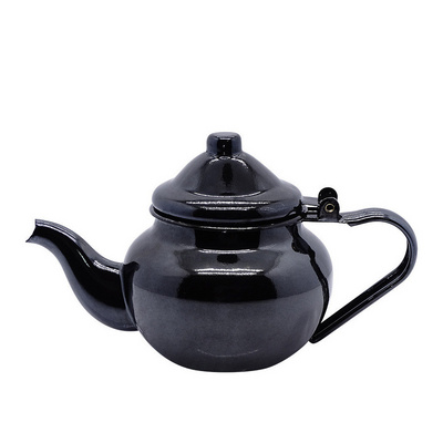 High quality Small round pot handle pot enamel coffee black teapot kettle