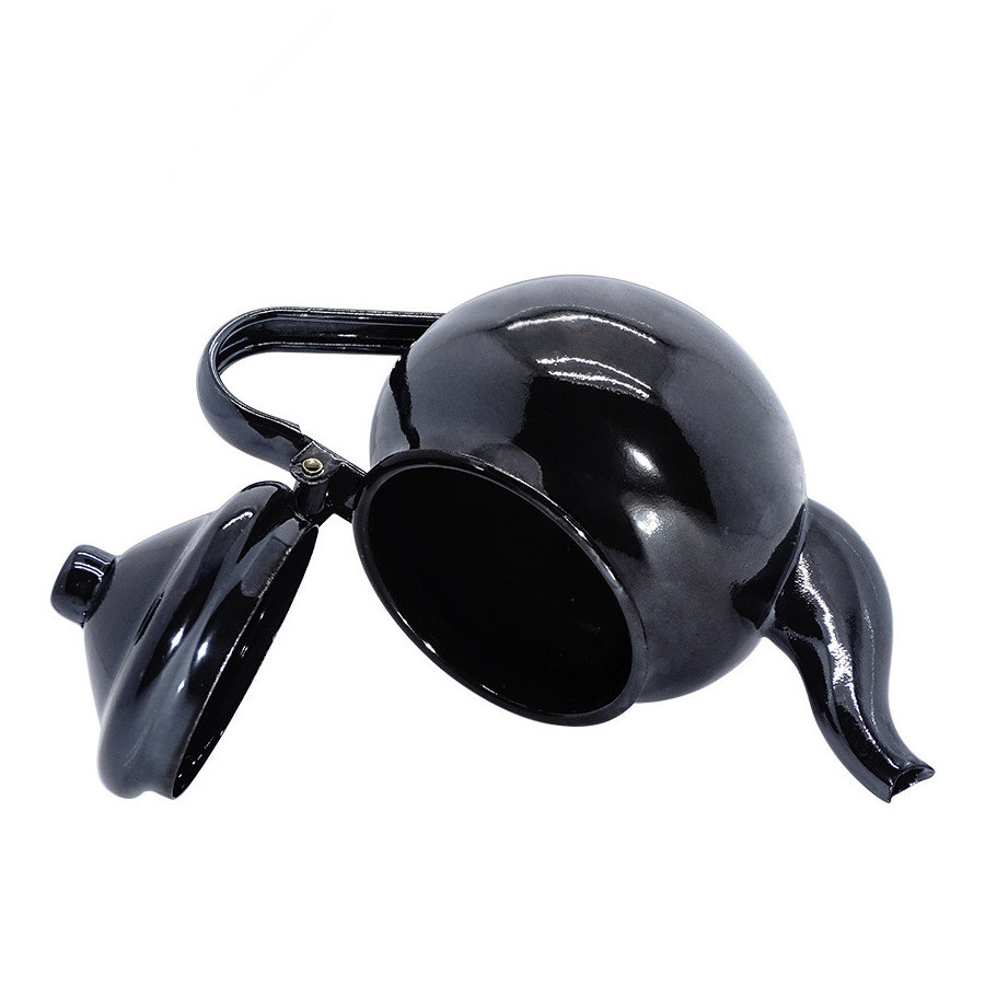 High quality Small round pot handle pot enamel coffee black teapot kettle