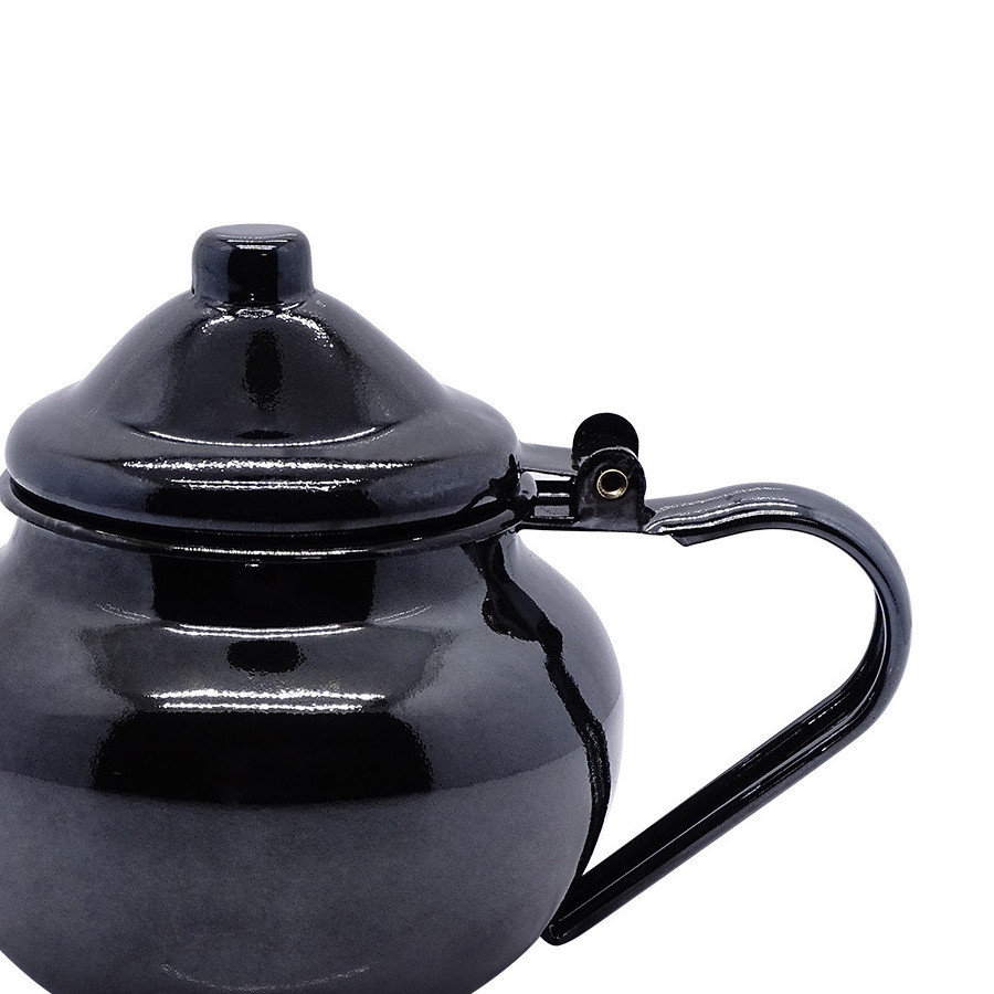 High quality Small round pot handle pot enamel coffee black teapot kettle