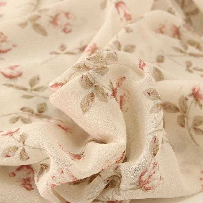 supplier 100% Polyester Woven CrepeChiffon Fabric Printed Polyest Chiffon Dress lining Fabric