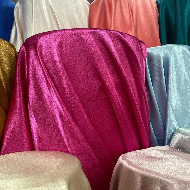 Wholesale spandex duchess bridal satin silk fabric roll 50D 75D satin fabric for wedding dress