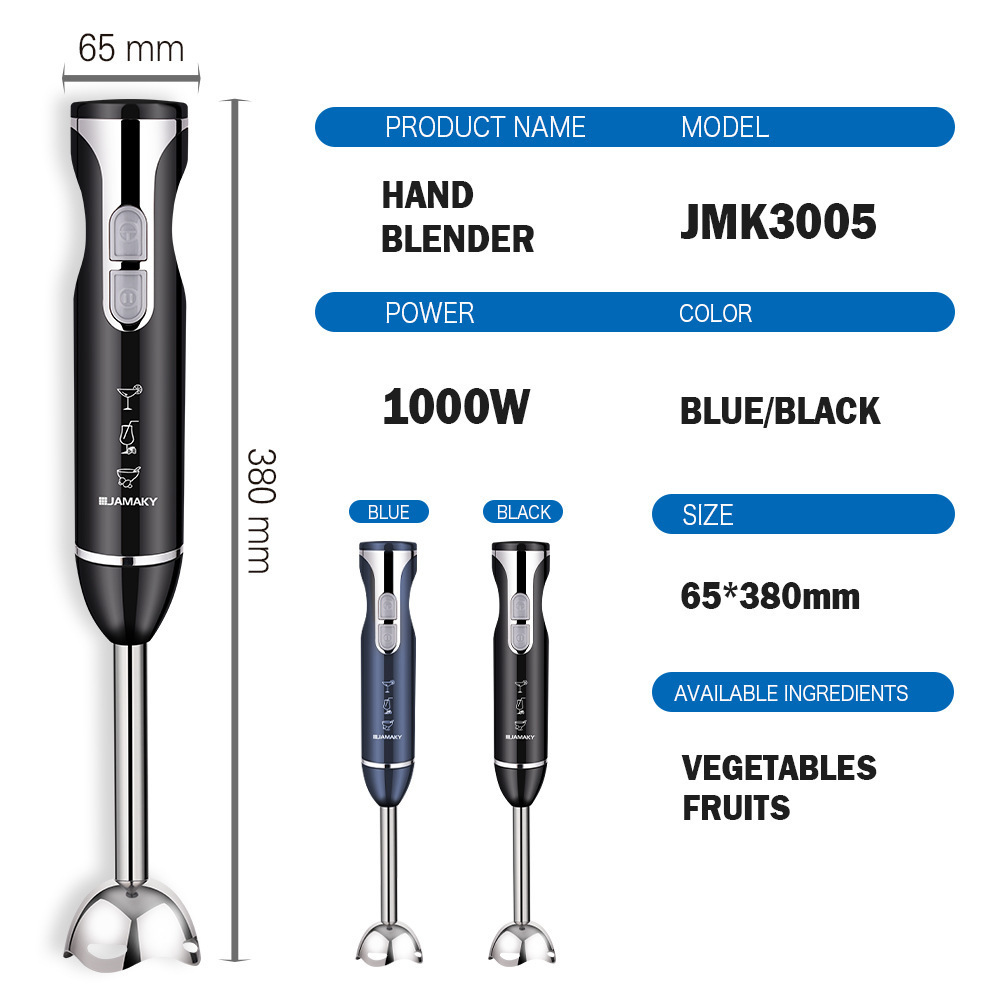 Powerful Household Hand Blender Fruit Mixer Meat Chopper Immersion Blender Variable Speed Electric Food Processor