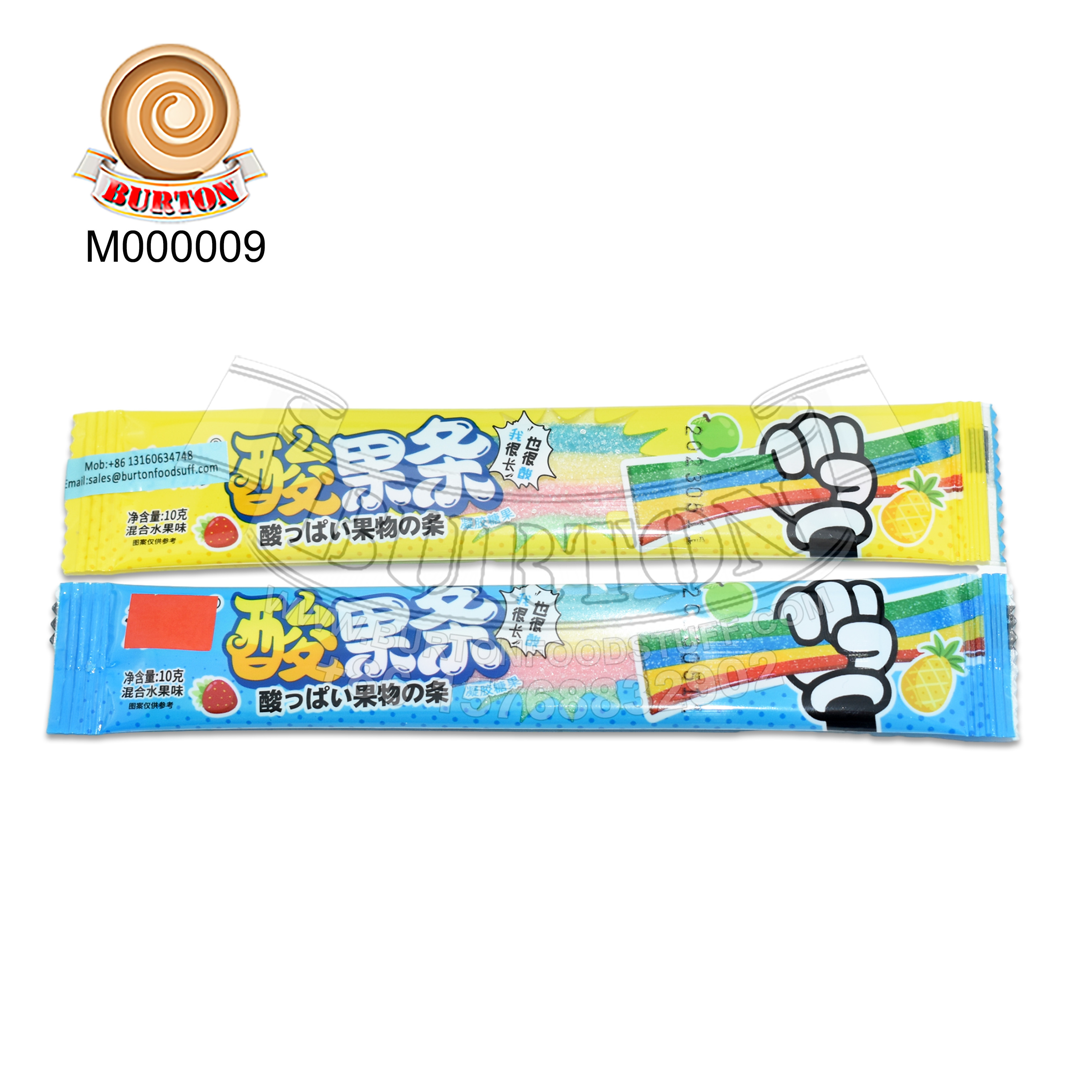 High quality halal multi-color sour and sweet fruit strip gummy candy soft candy