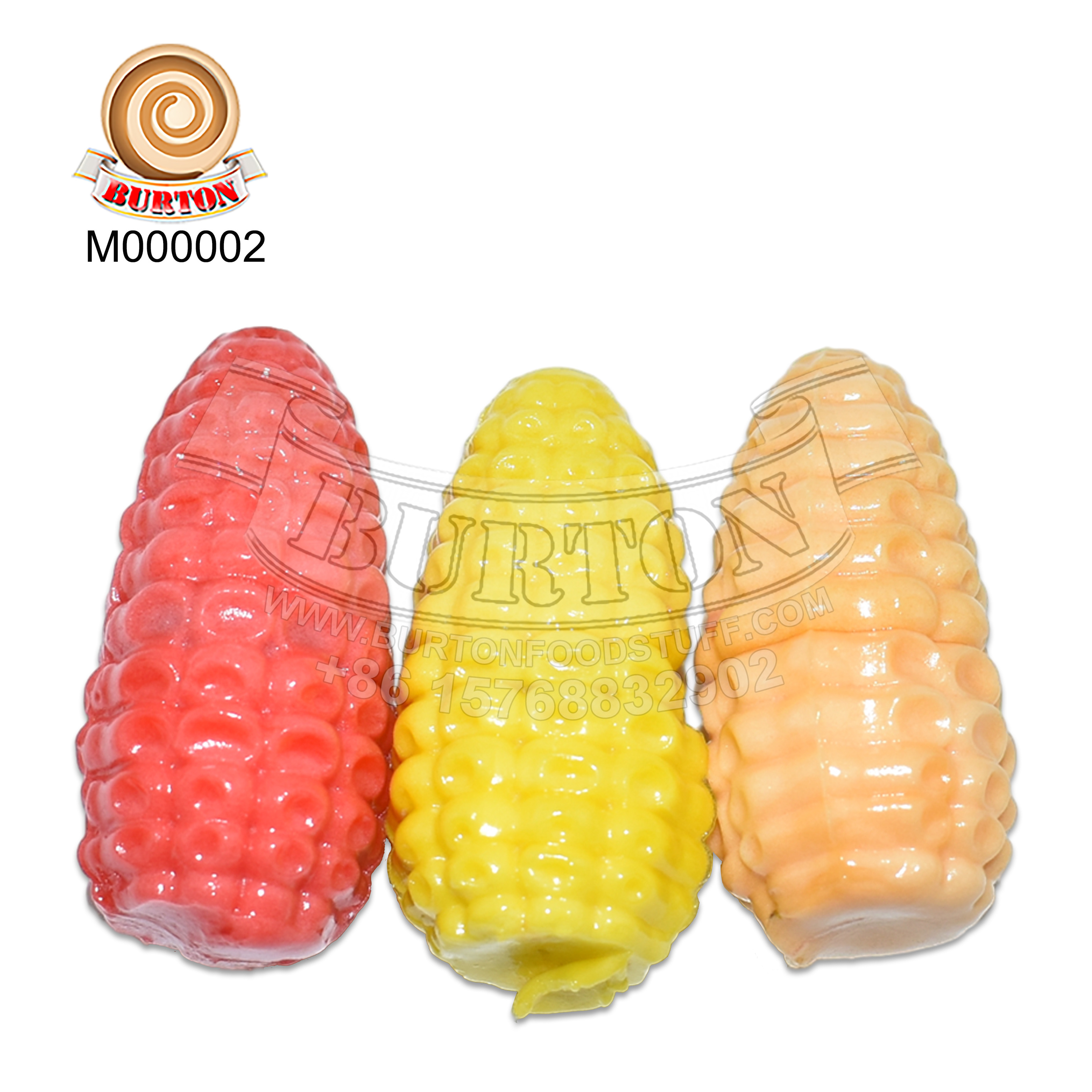 Mini corn shape gummy candy halal sweet colourful soft candy filled with fruit jam