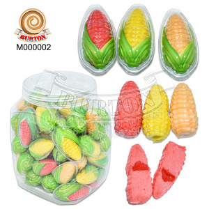 Mini corn shape gummy candy halal sweet colourful soft candy filled with fruit jam