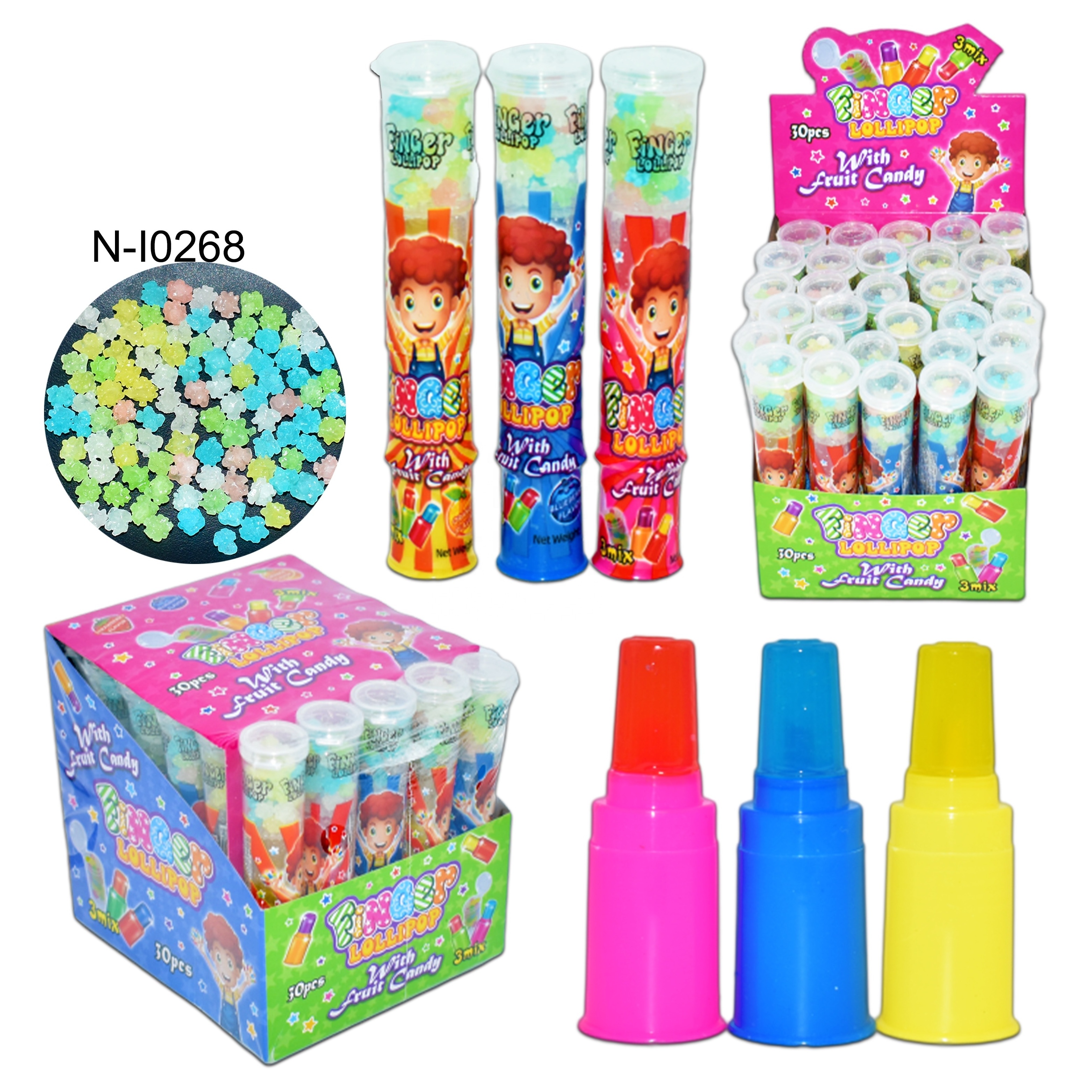 Funny fruit flavor finger hard candy lollipop with colorful star candy