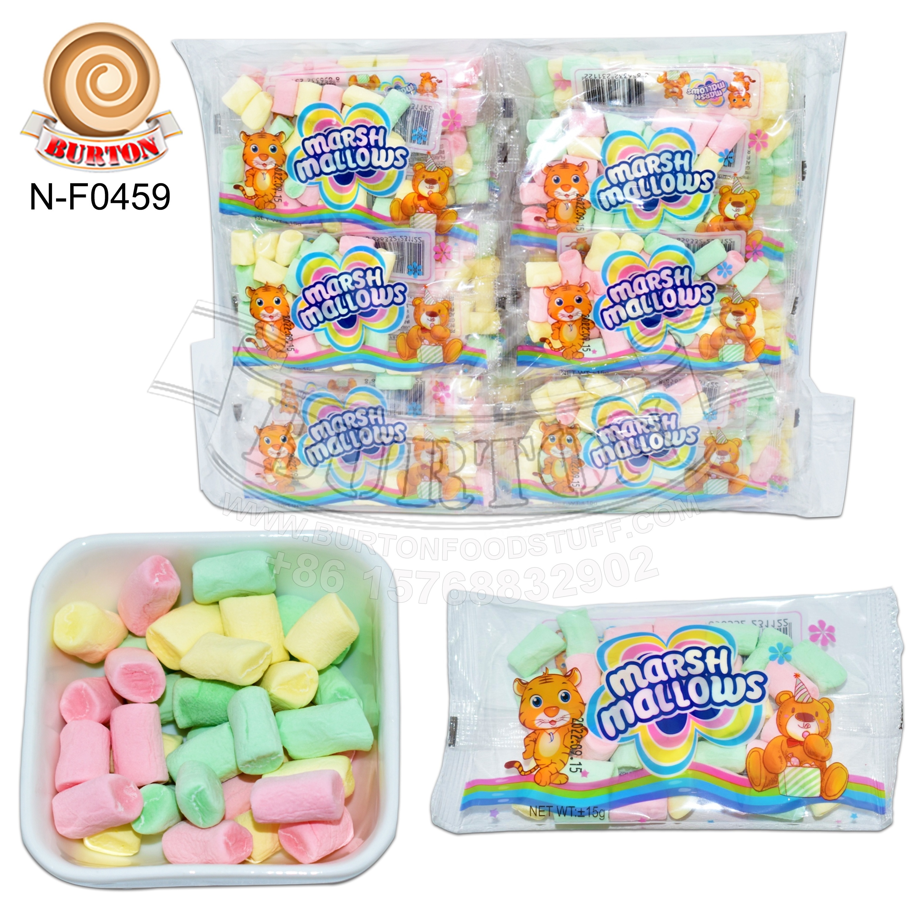 Colorful sweet short chalk shape marshmallow fruit flavors marshmallow