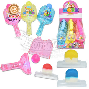 Funny table tennis racket light up toy candy with fruit flavor hard candy