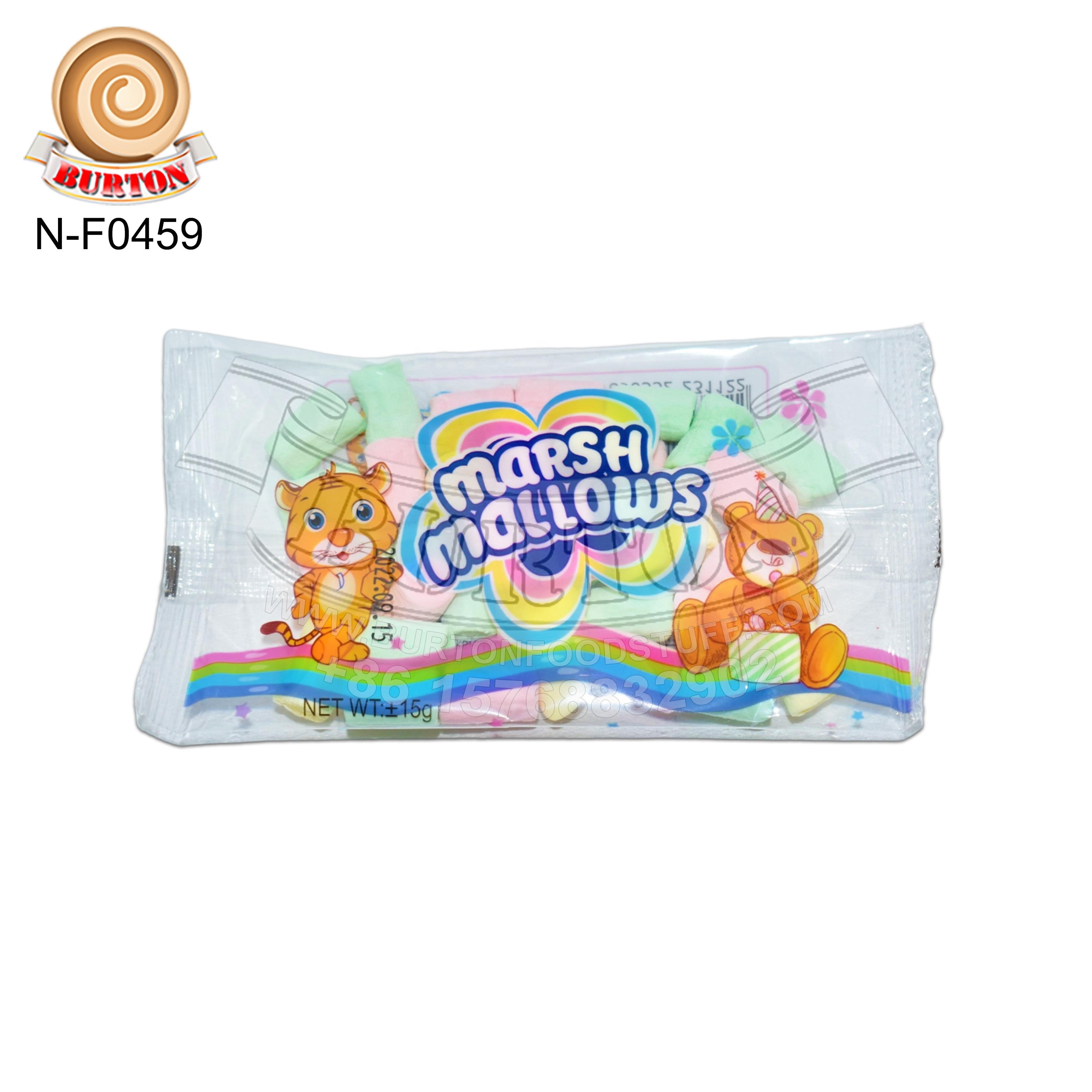 Colorful sweet short chalk shape marshmallow fruit flavors marshmallow