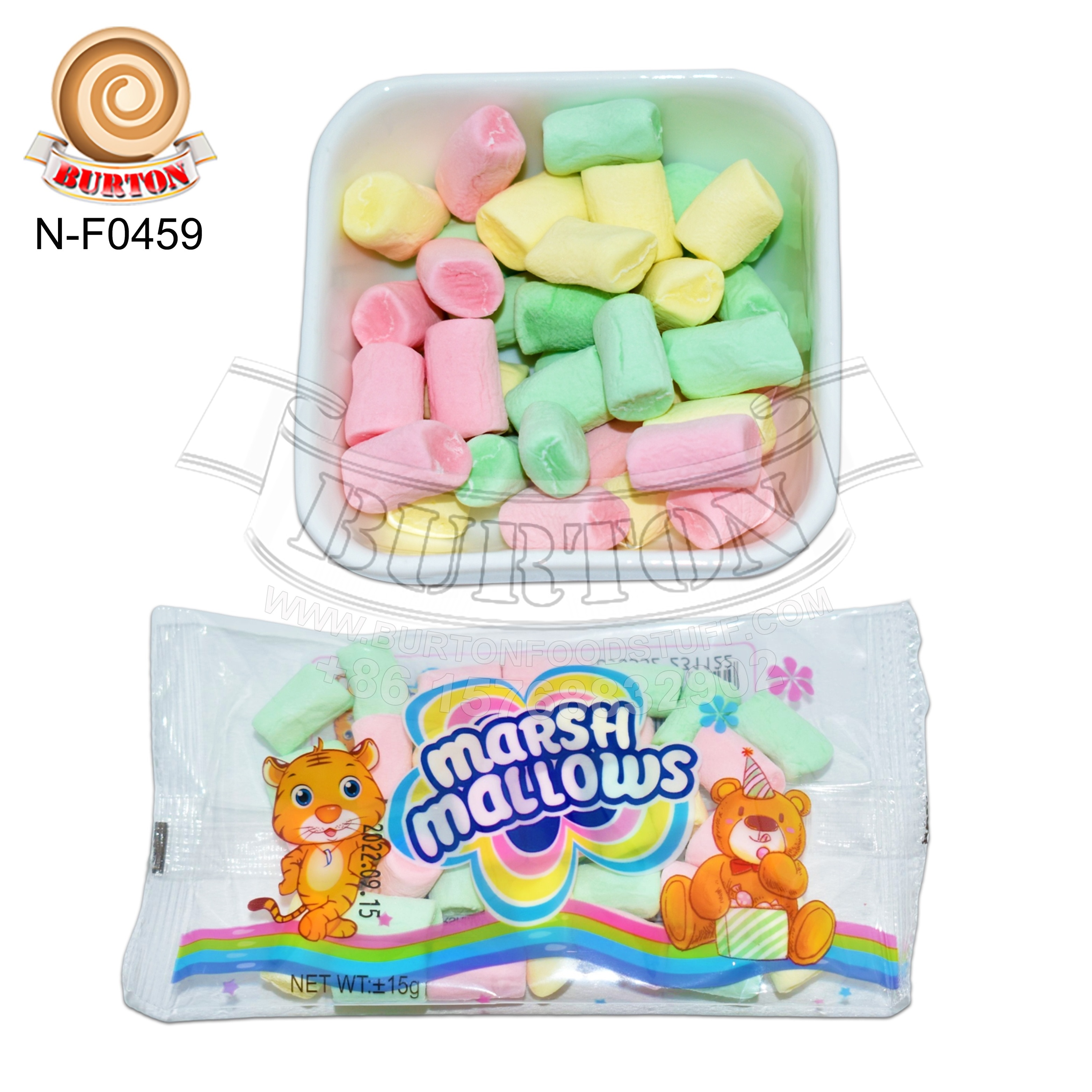 Colorful sweet short chalk shape marshmallow fruit flavors marshmallow