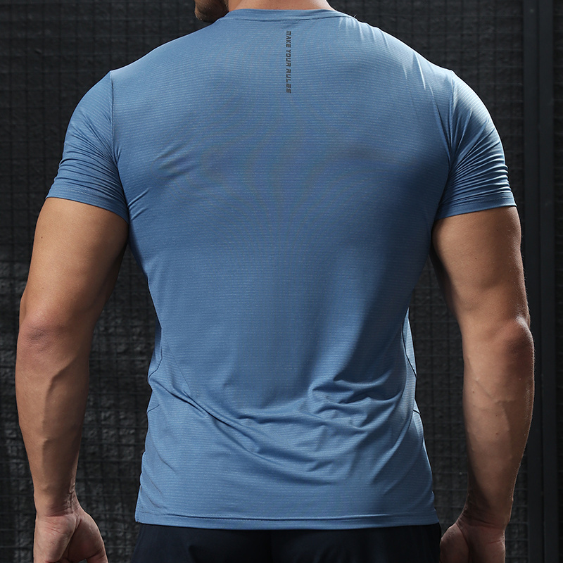 Men Nylon Polyester Quick Dry Workout Tshirts Gym Running Moisture Wicking Shirts Active Athletic Training Top